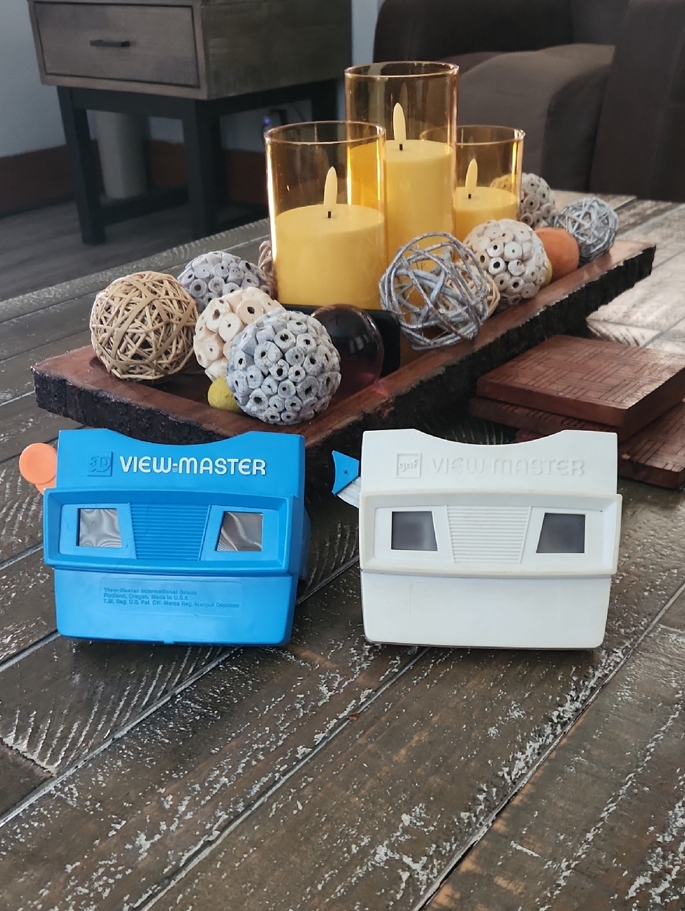 Vintage View-Master Viewer Red & White Blue With Blue/Orange Handle Lot.